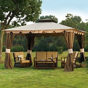 10 x 12 hampton gazebo canopy w/ mosquito netting u0026 privacy panels LTHUWHZ