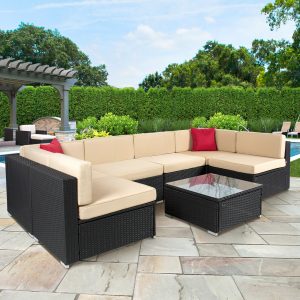 4pc outdoor patio garden furniture wicker rattan sofa set black -  walmart.com NQCWLXN