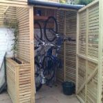 bike storage shed taller, narrower shed to store bikes upright - takes up less room in the HCJITYS
