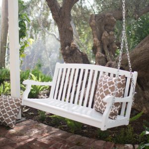 coral coast pleasant bay white curved back porch swing with optional  cushion - porch swings at JQAZILA