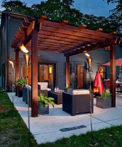 landscaping and outdoor building , beautiful japanese pergola designs :  cedar japanese pergola designs with torches BULDESQ