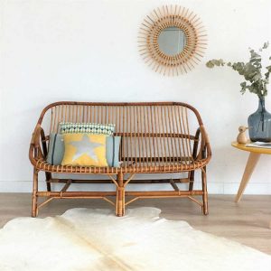 mid century rattan bench seat rattan sofa mid century modern LJQQCBT