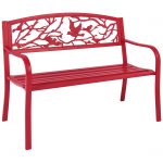 outdoor benches rose red steel patio garden park bench outdoor living patio furniture ZYSAFEA