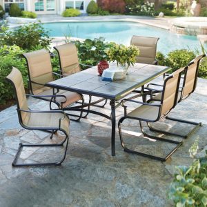 outdoor dining sets belleville 7-piece padded sling outdoor dining set QOXZKAN