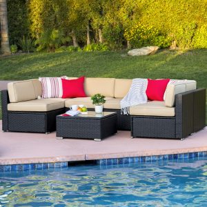 outdoor wicker furniture best choice products 7pc outdoor patio garden wicker furniture rattan sofa  set NTXTFER