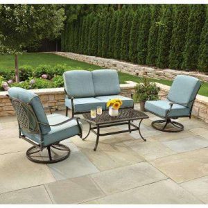 patio conversation sets belcourt 4-piece metal patio conversation set with spa cushions LEBTXJA