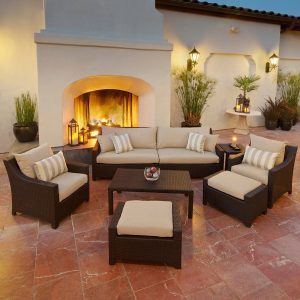 patio conversation sets rst brands deco 8-piece wicker patio conversation set LXCODFQ