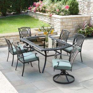 patio dining sets belcourt 7-piece metal outdoor dining set with spa cushions ZGRREOL