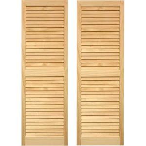 pinecroft 2-pack unfinished louvered wood exterior shutters HDXUFKT