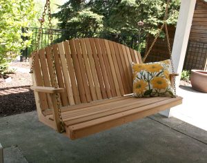 porch swings red cedar blue mountain fanback porch swing SFACKYH