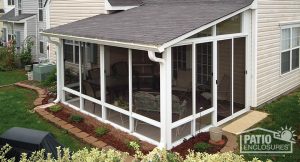 screened in porch white aluminum frame screen room with single-slope roof KKWZSPL