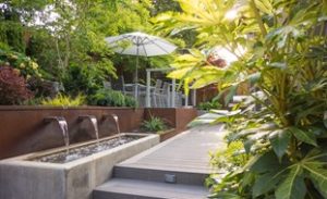 small garden design outdoor dining terrace, canopy of trees small garden pictures garden design  calimesa, ca WPUSPID