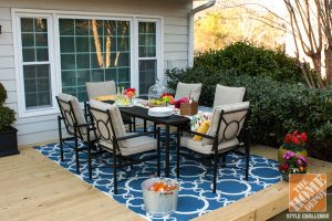 small patio decorating ideas: a beautiful back deck with a patio dining set  and a RZNDBKL