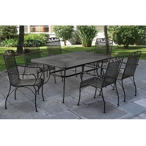 wrought iron patio furniture mainstays jefferson wrought iron 7-piece patio dining set, seats 6 IYYBAQH