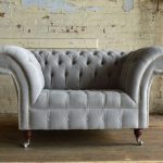 ... naples silver grey velvet chesterfield snuggle chair front EALTOTC