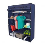 53u201d portable closet storage organizer wardrobe clothes rack with shelves  blue AAKXSRU