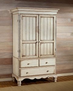 amazon.com: wilshire traditional armoire w drawers u0026 antique white finish:  kitchen u0026 YIIYDLK