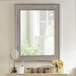 bathroom mirrors silver grid framed mirror, 29x35 in. JZGUEPY