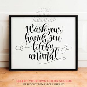 bathroom wall art wash your hands sign, printable art, bathroom prints, funny bathroom wall  decor, HTNFVAD