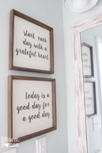 bathroom wall decor modern farmhouse bathroom makeover reveal IZLSUEF