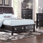 bedroom sets remington place espresso 5 pc king sleigh bedroom with storage GXCAZGF