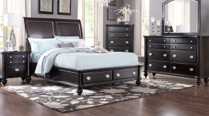 bedroom sets remington place espresso 5 pc king sleigh bedroom with storage GXCAZGF