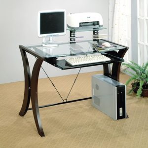 brown glass computer desk UZDHOPV