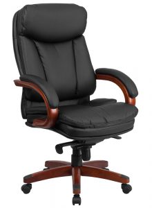 btod high back leather office chair - mahogany wood base VAKLUSL