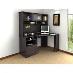 cabot collection corner desk in espresso oak by bush furniture BIBQAIF