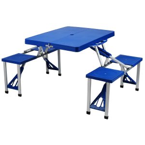 camping table picnic at ascot portable picnic table set, blue KAYWYOI