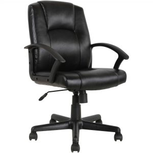 computer chair mainstays mid-back leather office chair, black UFMWPUW