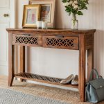 console or hallway table made from hand waxed sheesham wood. with  decorative CGPOIUZ