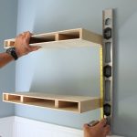 diy shelves measuring for placement of a second floating shelf in a diy floating shelves IFANULR