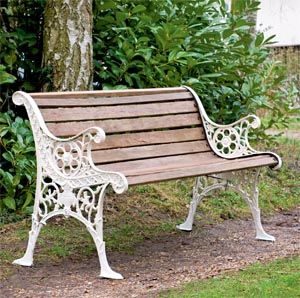 garden benches restored edwardian garden bench with wooden slats and cast iron frame ZLUPVVM