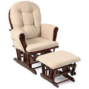 glider rocker storkcraft bowback glider and ottoman cherry finish and beige cushions HAQBQSN