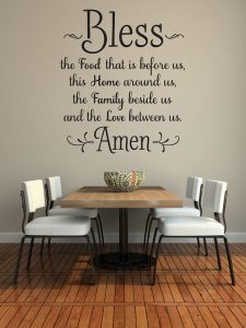 kitchen wall decor bless the food before us wall decal, kitchen wall art, dining room wall YFUIWVS