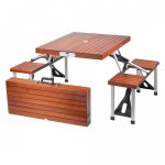 leisure season portable folding picnic table, medium brown IGSQCOK