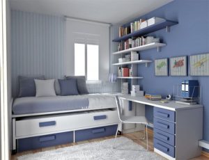 modern teen boys bedroom furniture for small room with blue scheme TSAWYIM