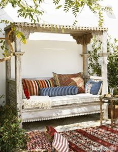 outdoor daybed need a covered daybed! vintage textiles enliven an indonesian daybed; seat  cushion NXQGUBW