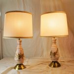 pair pink and gold bedroom lamps with shades flowers by gleaned SCMPPGA