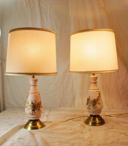 pair pink and gold bedroom lamps with shades flowers by gleaned SCMPPGA