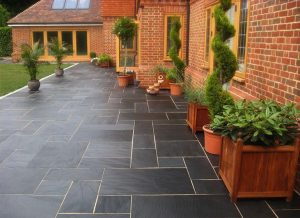 patio slabs blue-black slate paving slabs - natural patio stone -new grey sawn garden JRYOANM