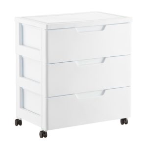 plastic storage drawers white 3-drawer premium plastic storage chest with wheels SCGACEQ