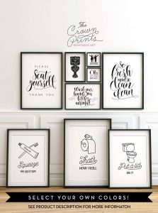 printable bathroom wall art from the crown prints on etsy - lots of XXKGNGJ