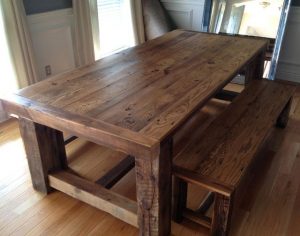 reclaimed wood dining table traditional barn wood dining room table with bench TJHXCHB