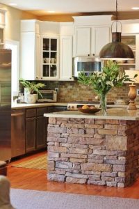 stone kitchen island - 40 rustic home decor ideas you can build yourself MAJRBWM