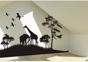 wall art decals safari animals wall decal africa giraffe and elephant vinyl wall art decal FJDDGBN