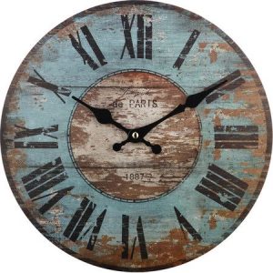 wall clocks featuring a heavily distressed blue and brown finish, this delightful wall  clock YOCWEPO