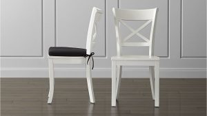 white dining chairs vintner white wood dining chair and cushion | crate and barrel YEZLUCU