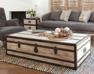 white steamer trunk coffee table. great example of lightening the room  against VRLNAJW